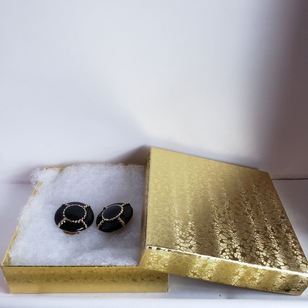1” Vintage Black & Gold Braided Clip-Ons - Picture 5 of 5